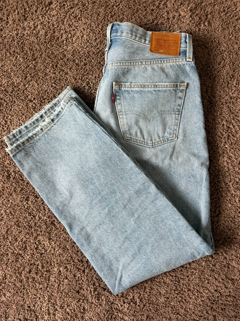 Levi's Light Blue Patchwork Straight Leg Jeans - Picture 2 of 2